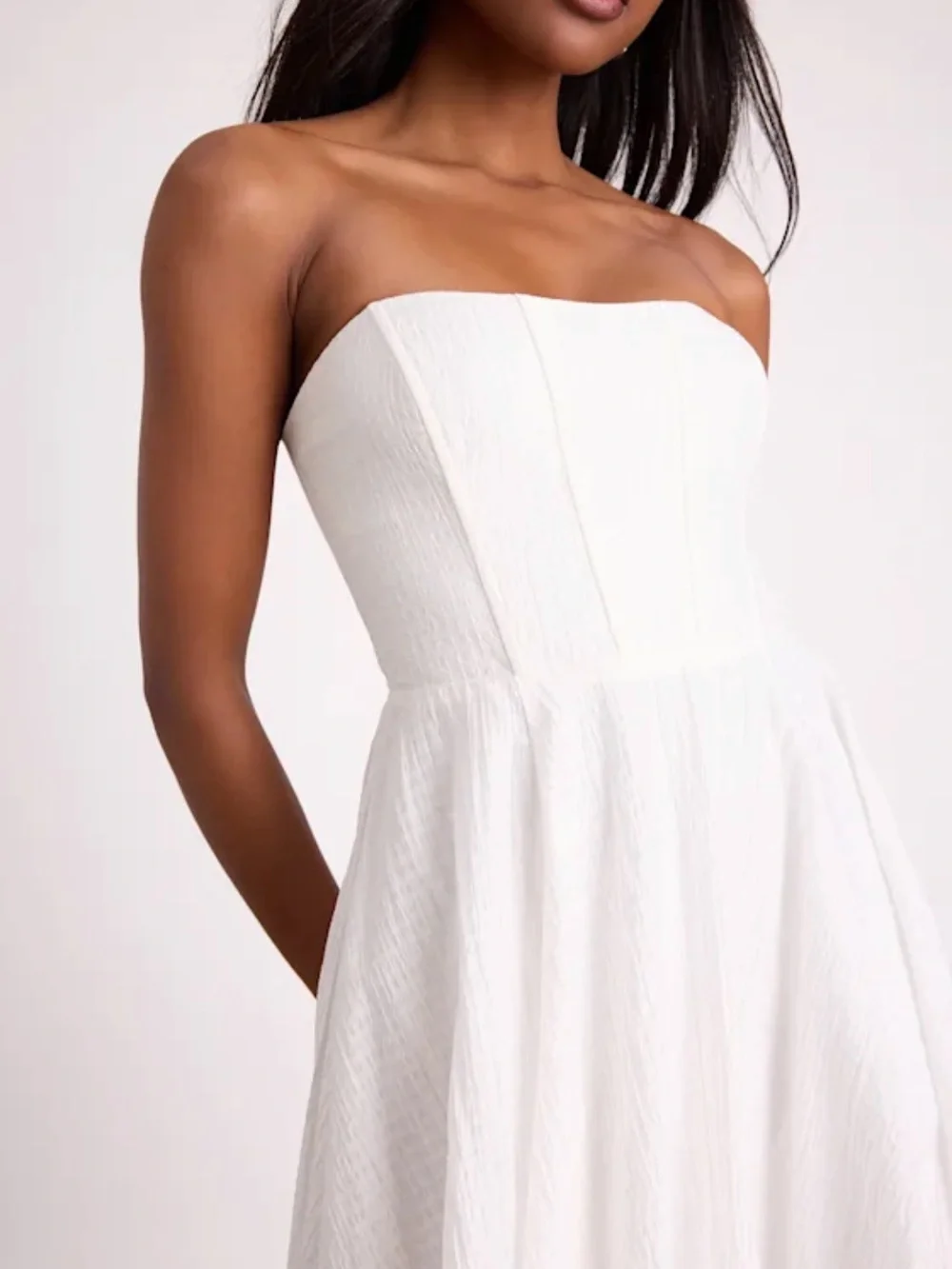 Lulu's Ivory Strapless Midi Dress - Picture 4 of 5